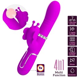vibrateur multifonction lapin 4 en 1 papillon fuchsia