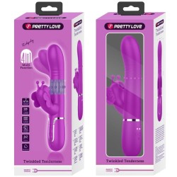 vibrateur multifonction lapin 4 en 1 papillon fuchsia