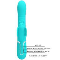 vibrateur multifonction lapin 4 en 1 papillon aqua vert