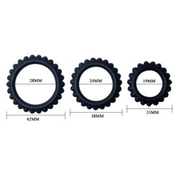 titan set 3 pcs cock ring noir 2.8 + 2.4 + 1.9 cm