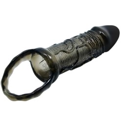 housse dextension de pénis avec sangle pour testicules noir 13.5 cm