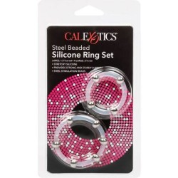 ensemble de bagues en silicone perlées en acier