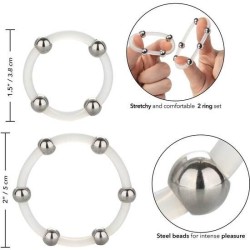 ensemble de bagues en silicone perlées en acier