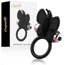 cockring papillon avec vibrateur noir- or