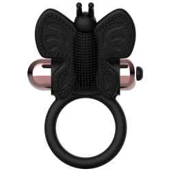 cockring papillon avec vibrateur noir- or