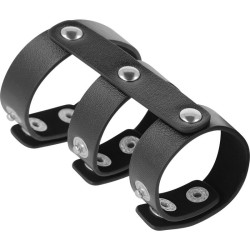 double anneau de pénis et testicules en cuir réglable