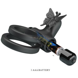 double anneau vibrant avec stimulateur noir