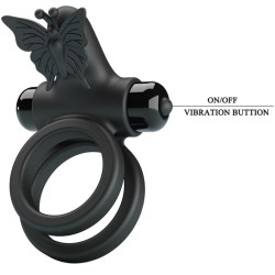 double anneau vibrant avec stimulateur noir