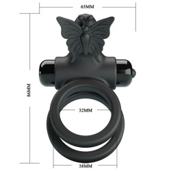 double anneau vibrant avec stimulateur noir