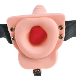harnais réglable télécommande pénis réaliste avec testicules rechargeables et vibrateur 15 cm
