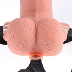 harnais réglable télécommande pénis réaliste avec testicules rechargeables et vibrateur 15 cm