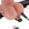 harnais réglable pénis réaliste avec balles rechargeables et vibrateur 17,8 cm