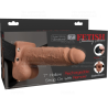 harnais réglable pénis réaliste avec balles rechargeables et vibrateur 17,8 cm