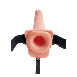 harnais réglable pénis réaliste avec balles éjaculantes 19 cm