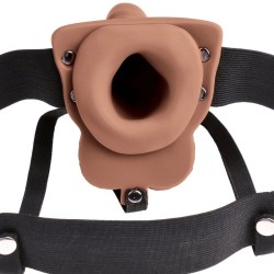 harnais réglable pénis réaliste avec testicules rechargeables et vibrateur 15 cm