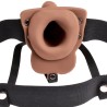 harnais réglable pénis réaliste avec testicules rechargeables et vibrateur 15 cm