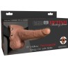 harnais réglable pénis réaliste avec testicules rechargeables et vibrateur 15 cm