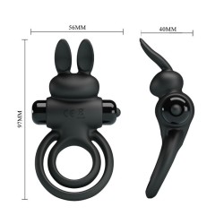 anneau de lapin vibrator iii pour pénis noir