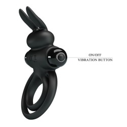 anneau de lapin vibrator iii pour pénis noir