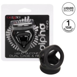 alpha bague dual cage noir