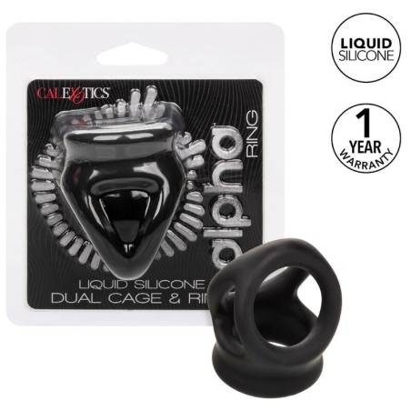 alpha bague dual cage noir