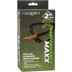 extension performance maxx réaliste avec harnais peau marron