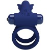 jamele double anneau avec vibration & stimulateur de papillon bleu