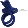 jamele double anneau avec vibration & stimulateur de papillon bleu