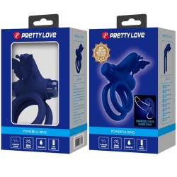 jamele double anneau avec vibration & stimulateur de papillon bleu