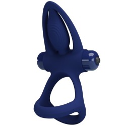mat double anneau avec vibration & stimulateur bleu