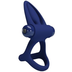 mat double anneau avec vibration & stimulateur bleu