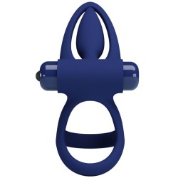 mat double anneau avec vibration & stimulateur bleu