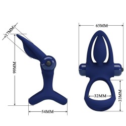 mat double anneau avec vibration & stimulateur bleu