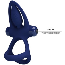mat double anneau avec vibration & stimulateur bleu