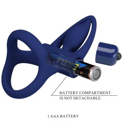 mat double anneau avec vibration & stimulateur bleu