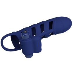 altaf anneau vibrateur avec gaine en silicone bleu