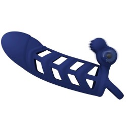 altaf anneau vibrateur avec gaine en silicone bleu