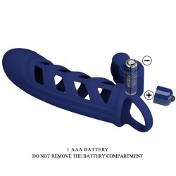 altaf anneau vibrateur avec gaine en silicone bleu