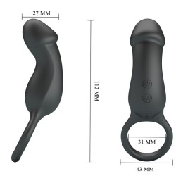 trae anneau vibrant avec stimulateur noir