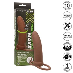 maxx thick double pénétrateur 10 vibrations marron