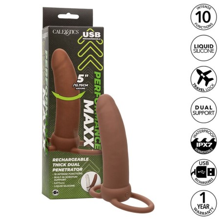 maxx thick double pénétrateur 10 vibrations marron
